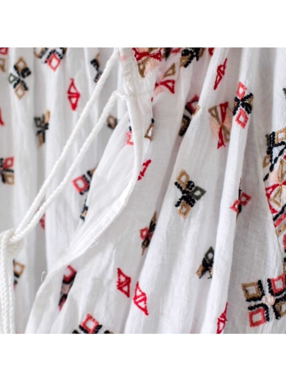 Free People White Boho Embroidered Maxi Dress with Pink and Black Accents - Picture 13 of 16
